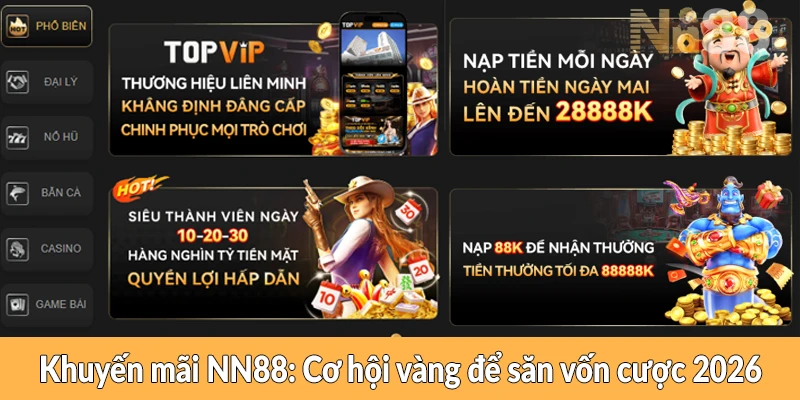Khuyến mãi NN88 – Cơ hội vàng để săn vốn cược 2026 Khuyến mãi NN88 - Cơ hội vàng để săn vốn cược 2026