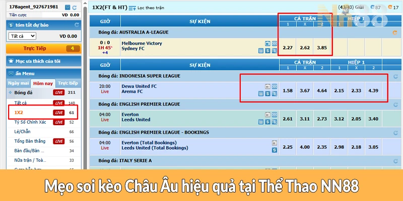 Mẹo soi kèo Châu Âu hiệu quả tại Thể Thao NN88 Mẹo soi kèo Châu Âu hiệu quả tại Thể Thao NN88