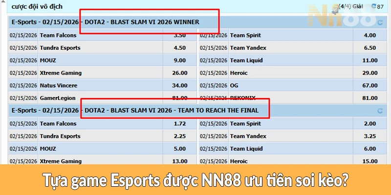 Tựa game Esports được NN88 ưu tiên soi kèo Tựa game Esports được NN88 ưu tiên soi kèo